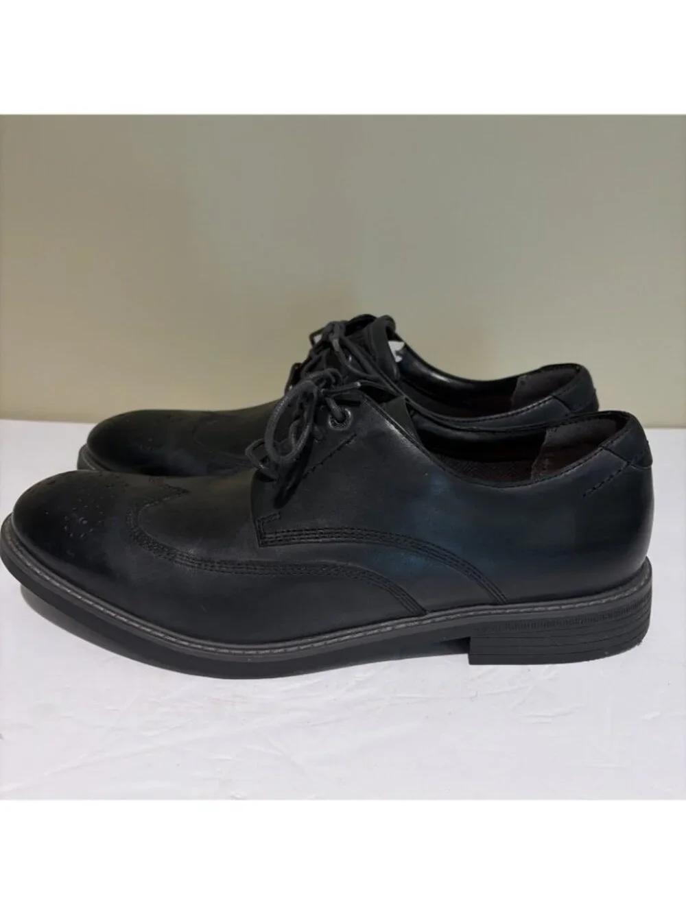 Rockport Mens Brouge Dress Shoes CB Wing Tip V81648 Leather Dark Shadow Sz 10.5M